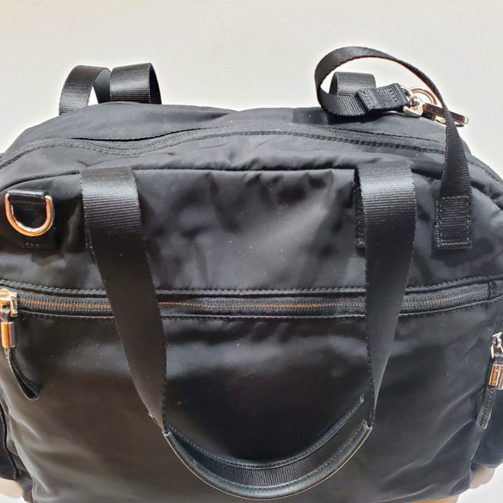 Tumi Black with Silver Hardware Nylon Travel or Diaper Tote Bag - Picture 3 of 9